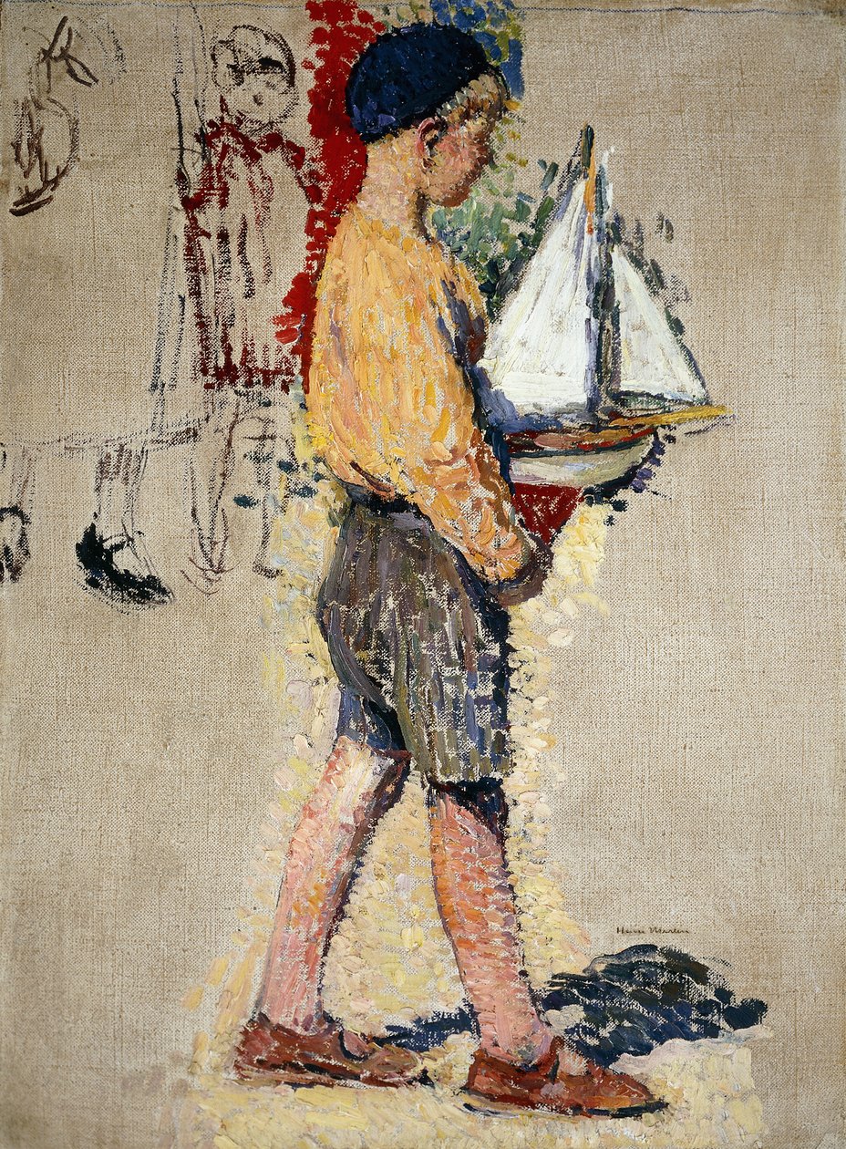 Gutt med båt; Gutt med båt, av Henri Martin
