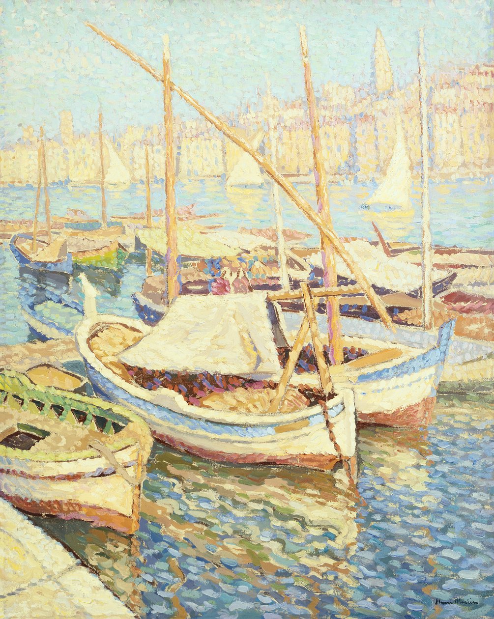 Marseilles havn (olje på lerret) av Henri Martin