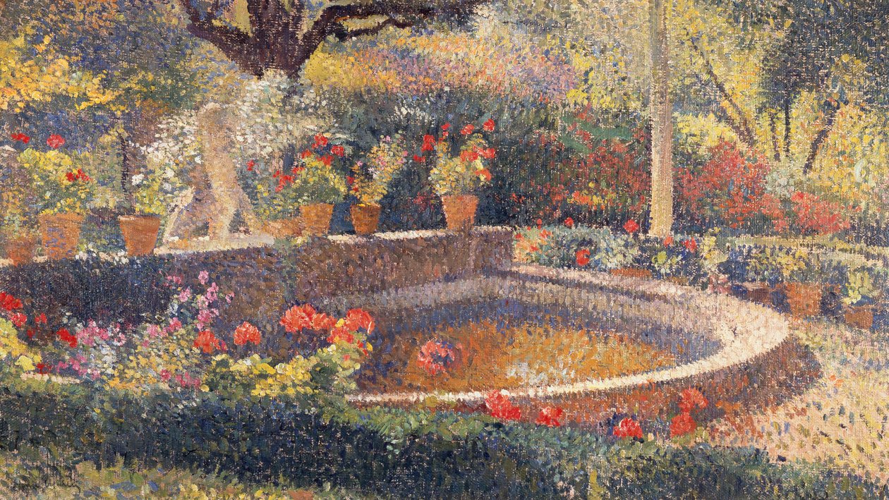 The Central Pond at the Marquayrol Park (olje på lerret) av Henri Martin