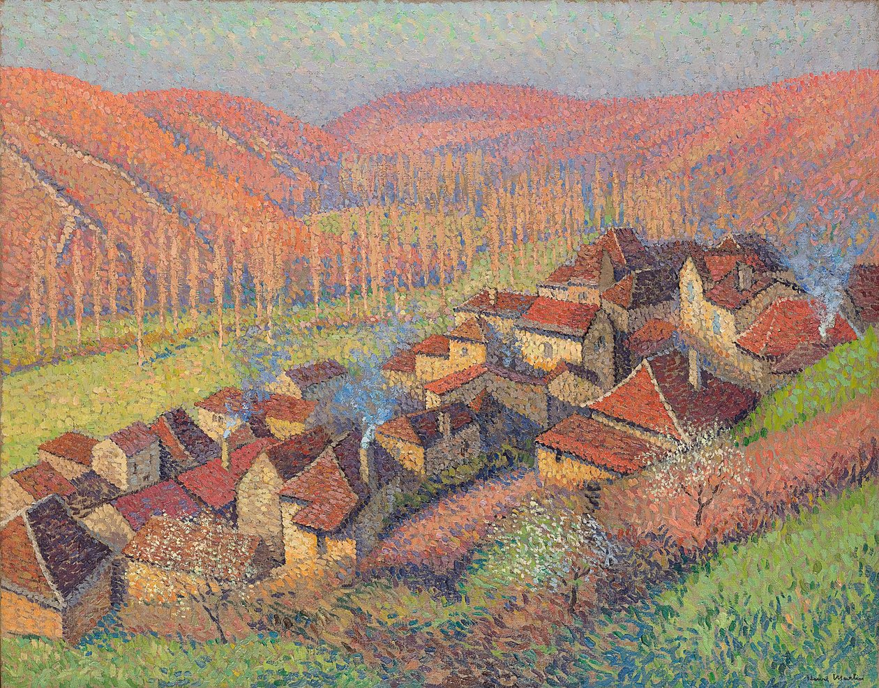 Utsikt over sentrum av Labastide du Vert; Utsikt over sentrum av Labastide du Vert, ca. 1940 av Henri Martin