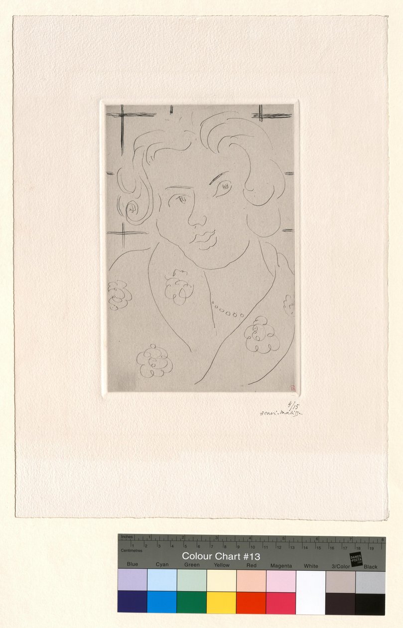 Byste, blomstrete kjole av Henri Matisse