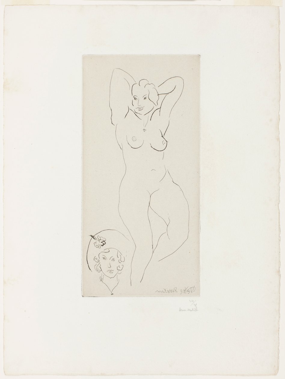 Kvinnelig akt med løftede armer og kvinneportrett av Henri Matisse