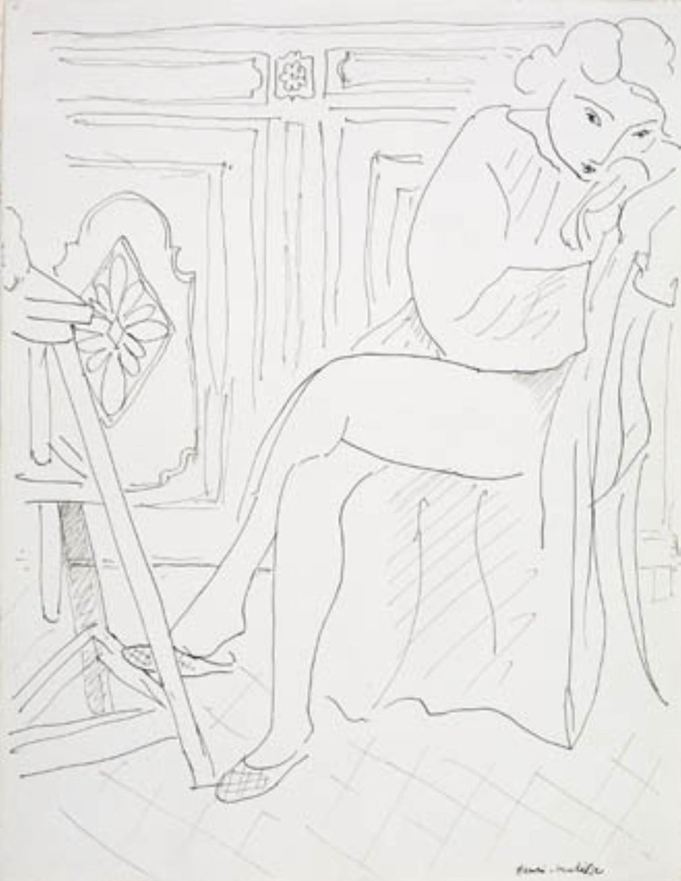 Avslappende kvinnelig modell i atelieret av Henri Matisse