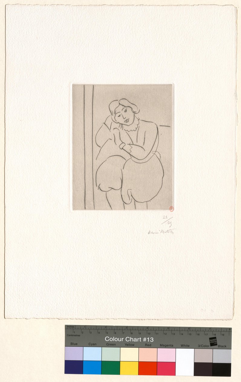Sittende kvinne med hodet støttet på høyre hånd av Henri Matisse