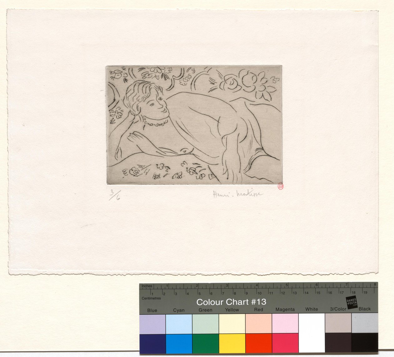 Liggende figur, blomstrende bakgrunn av Henri Matisse