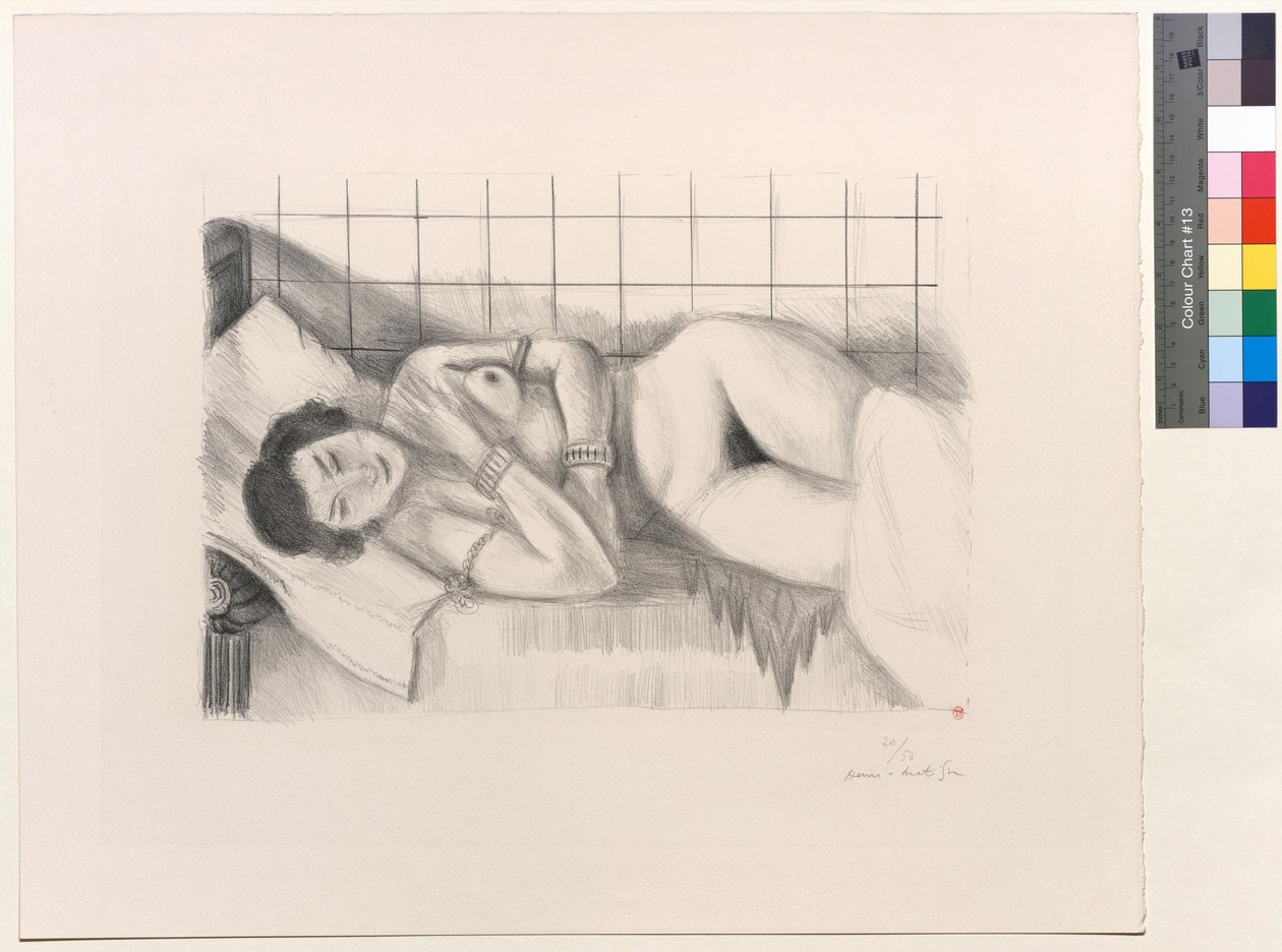 Sovende figur, sjal over bena av Henri Matisse