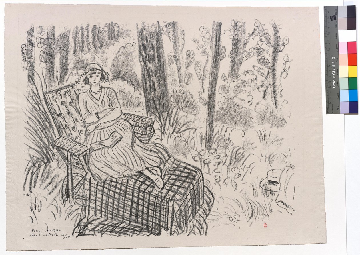 Ung jente på en sjeselong i underskogen av Henri Matisse