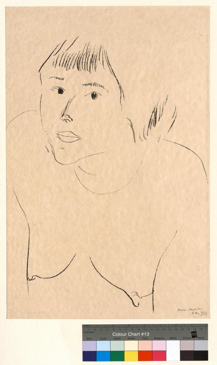 De svarte øynene (Naken kvinne, byste, forfra) av Henri Matisse