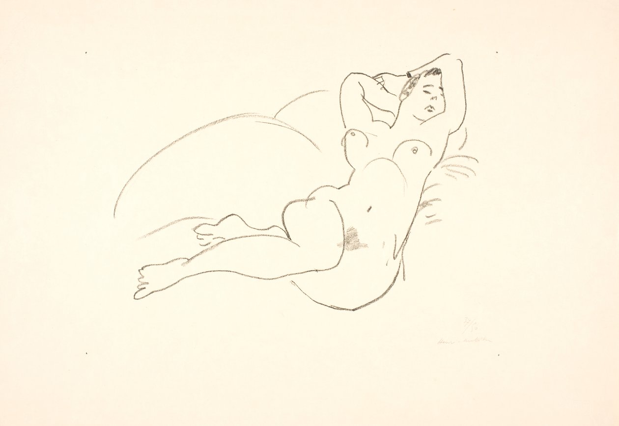 Liggende kvinnelig nakenmodell av Henri Matisse