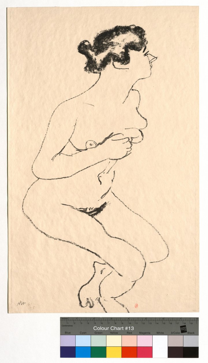 Hukende akt, profil med svart hår av Henri Matisse