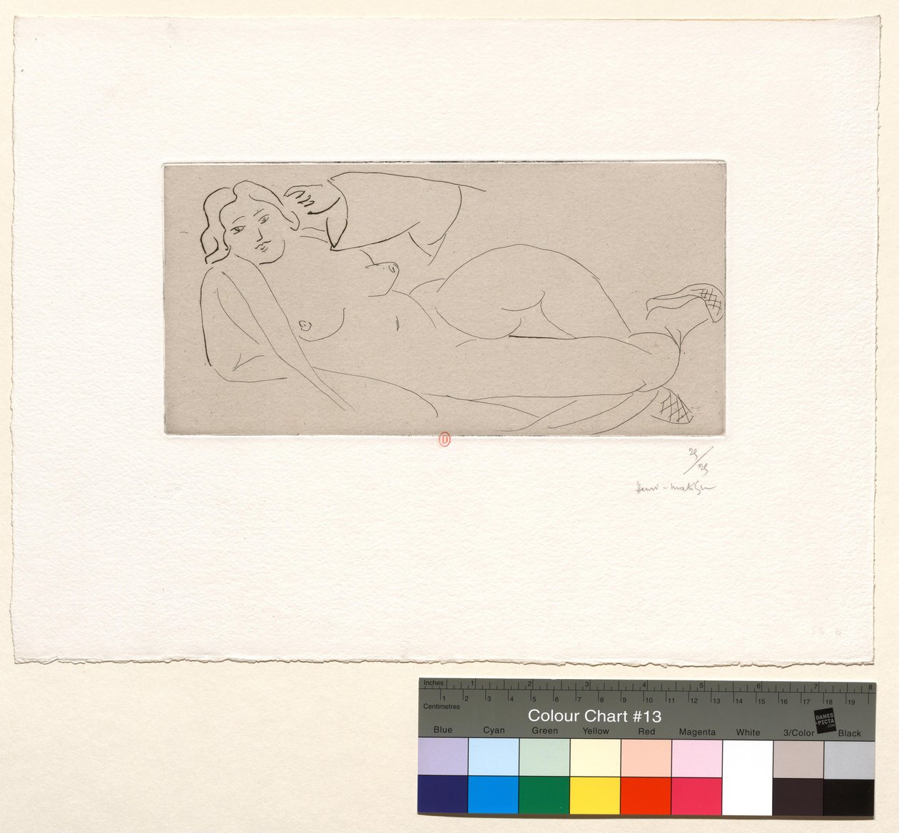 Liggende akt med flettede stråtøfler av Henri Matisse