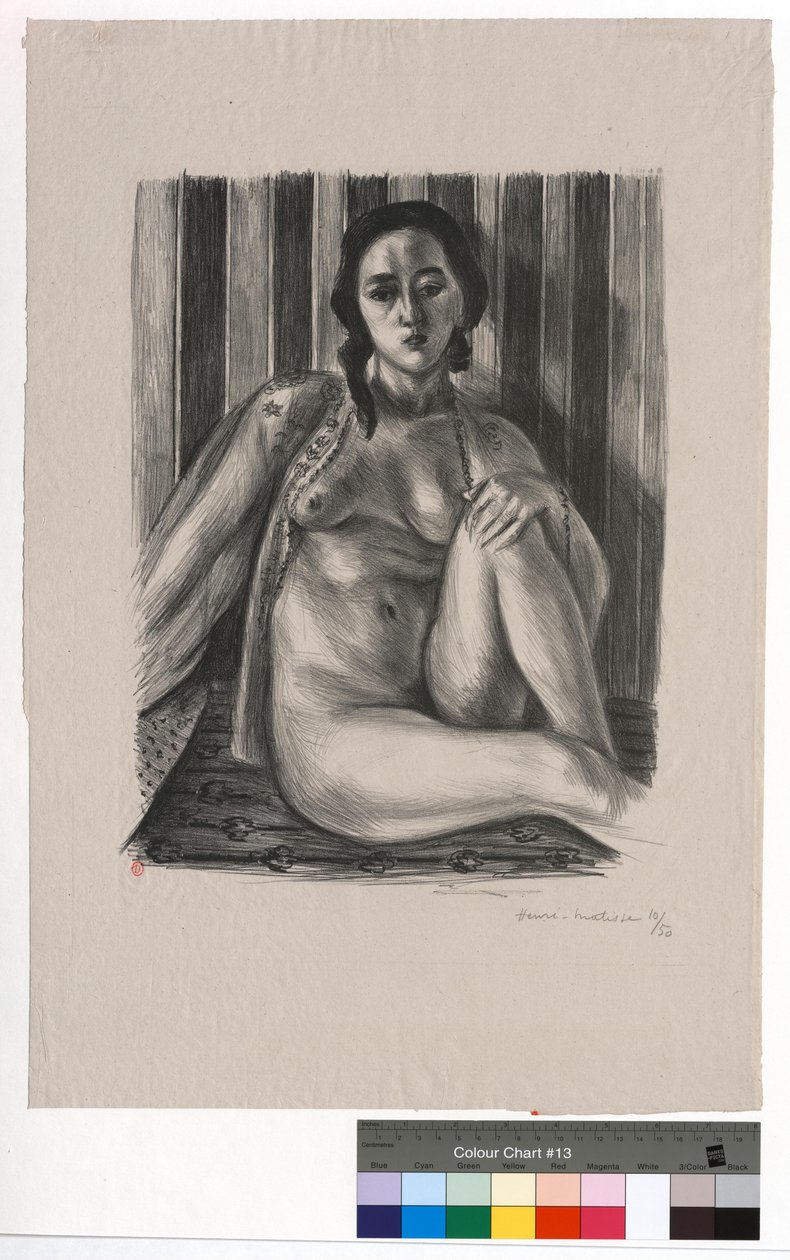 Sittende akt med tyllskjorte av Henri Matisse