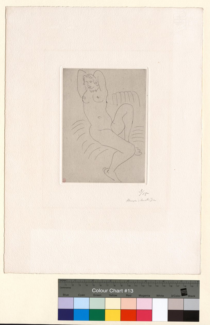 Akt i en stripete lenestol av Henri Matisse