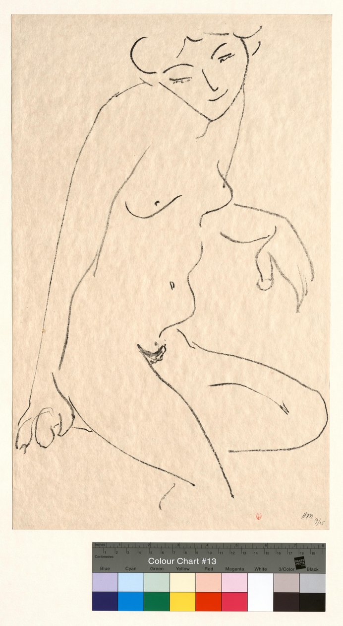 Akt i trekvart profil, hodet bøyd av Henri Matisse