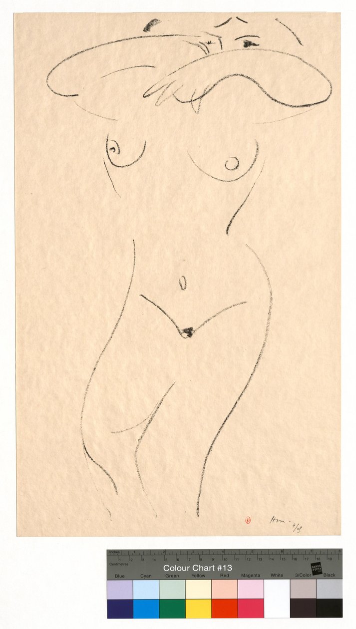 Liggende naken, armene skjuler øynene av Henri Matisse