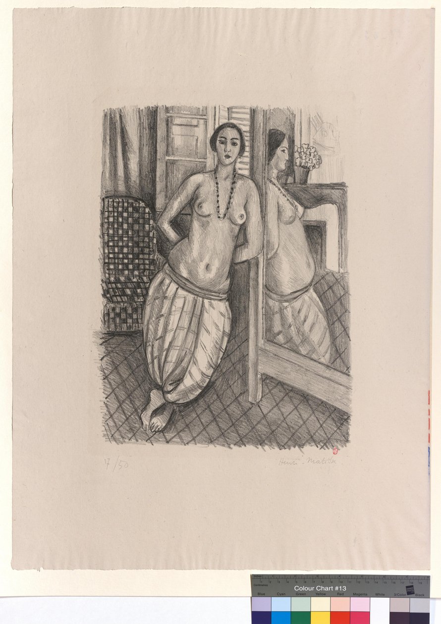 Odaliske i stripete bukser, speilet i et speil av Henri Matisse