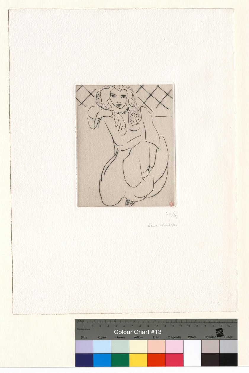 Huksittende orientalsk kvinne, slør over hodet av Henri Matisse