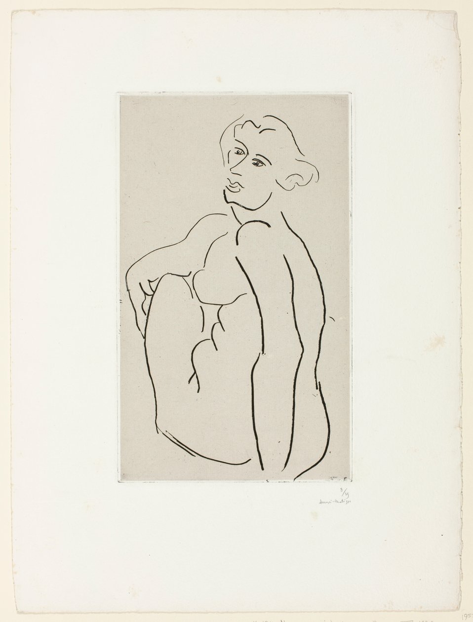 Sittende naken kvinne, sett fra trekvart vinkel av Henri Matisse