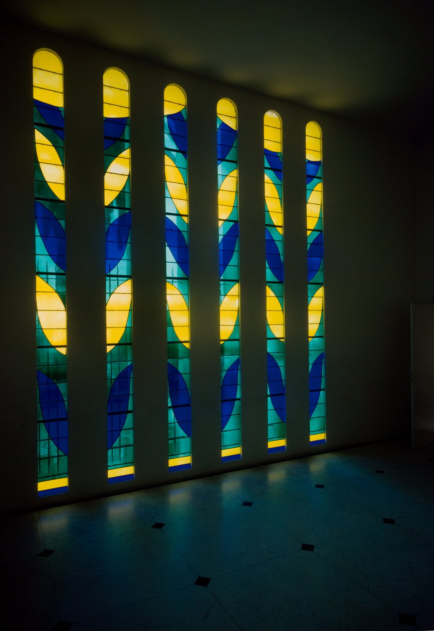 Glassmaleri fra Rosaire-kapellet, også kjent som Matisse-kapellet av Henri Matisse