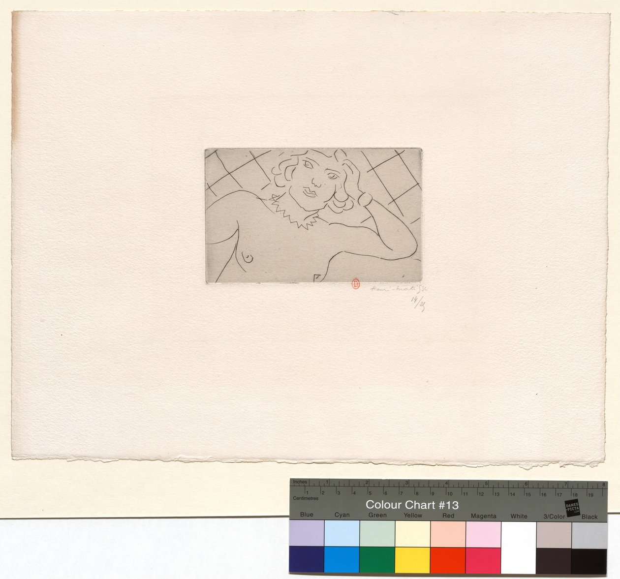 Torso, bakgrunn med rutemønster av Henri Matisse