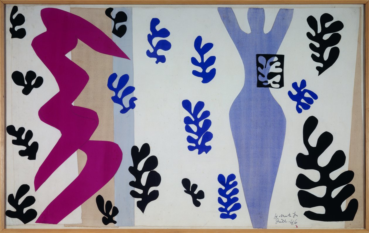 Jazz - Knivkasteren 1943 (Gouache-papir klippet og limt på papir montert på lerret) av Henri Matisse