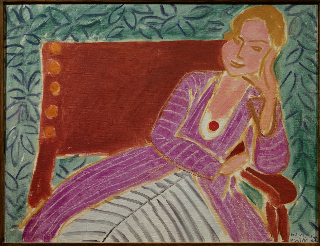 ung jente sittende i persisk kjole 1942 (olje på lerret) av Henri Matisse