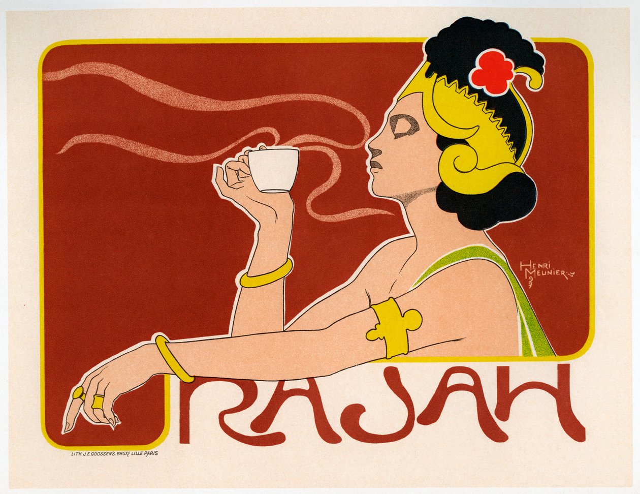 Rajah kaffeplakat, 1897 av Henri Meunier