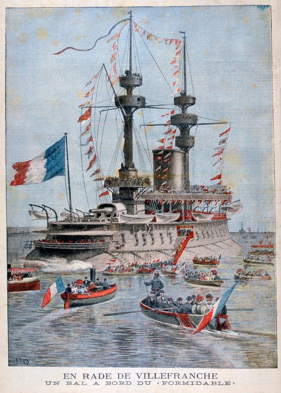 En ball om bord på slagskipet Formidable, Villefranche havn, Frankrike, 1896 av Henri Meyer