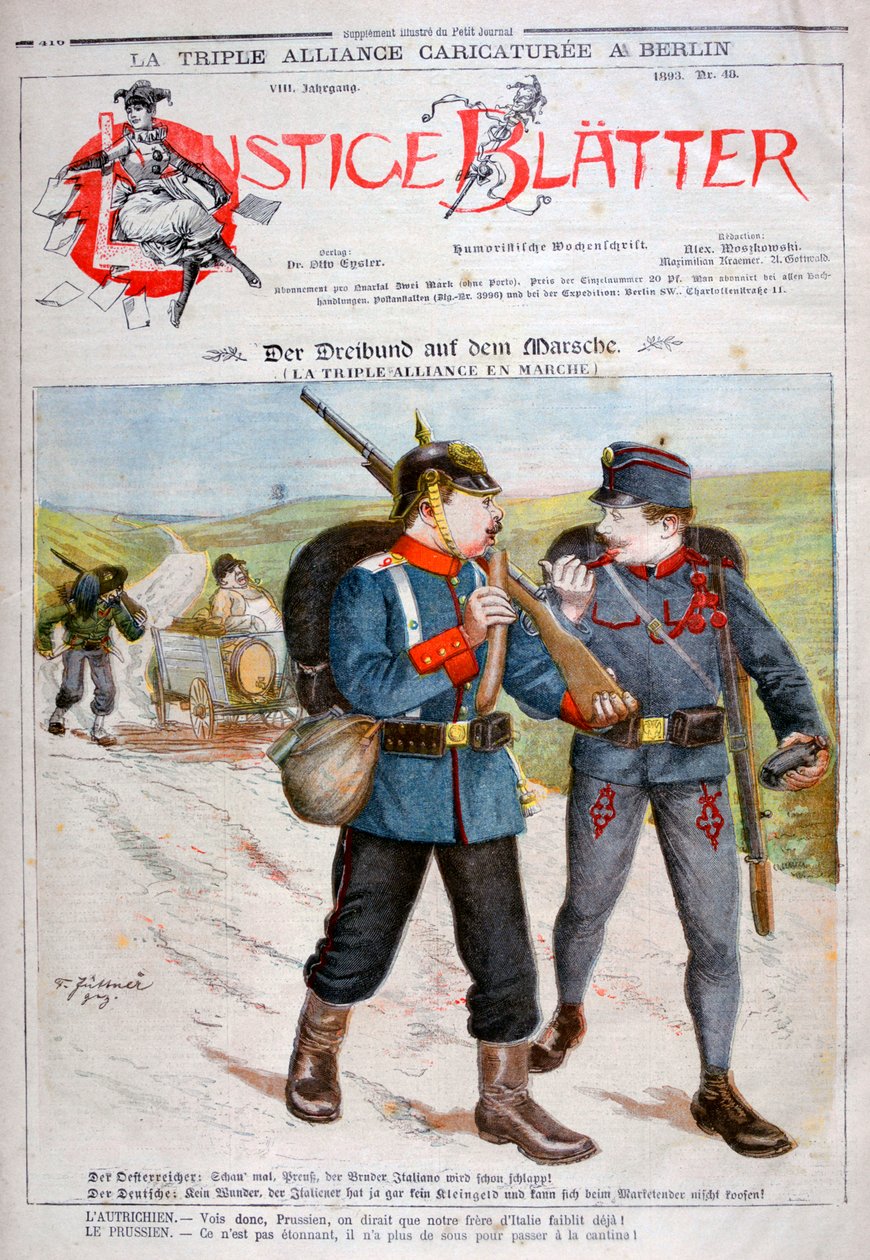 En karikatur av Triple Alliance i Lustige Blatter magazine, 1893 av Henri Meyer