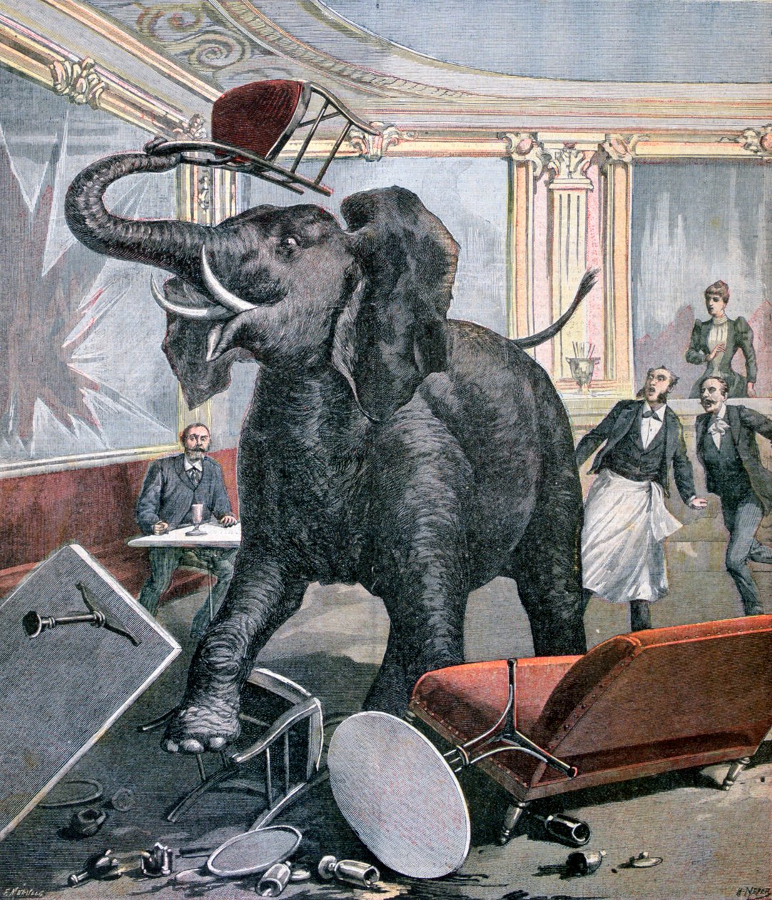 En elefant i den førkatalanske kaféen, Toulouse, Frankrike, 1891 av Henri Meyer