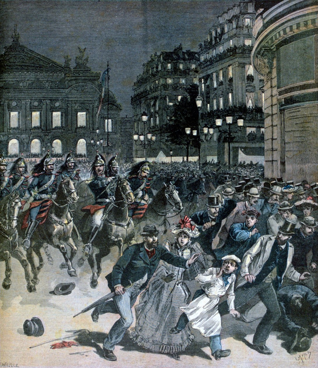 En representasjon av operaen Lohengrin, Place de lOpera, 1891 av Henri Meyer