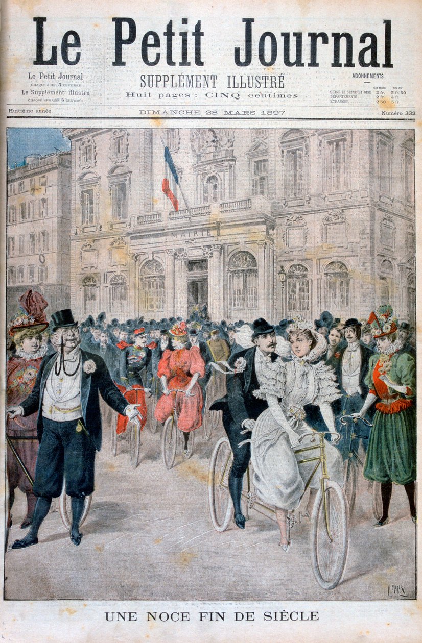 Et bryllup på sykkel, Frankrike, 1897 av Henri Meyer
