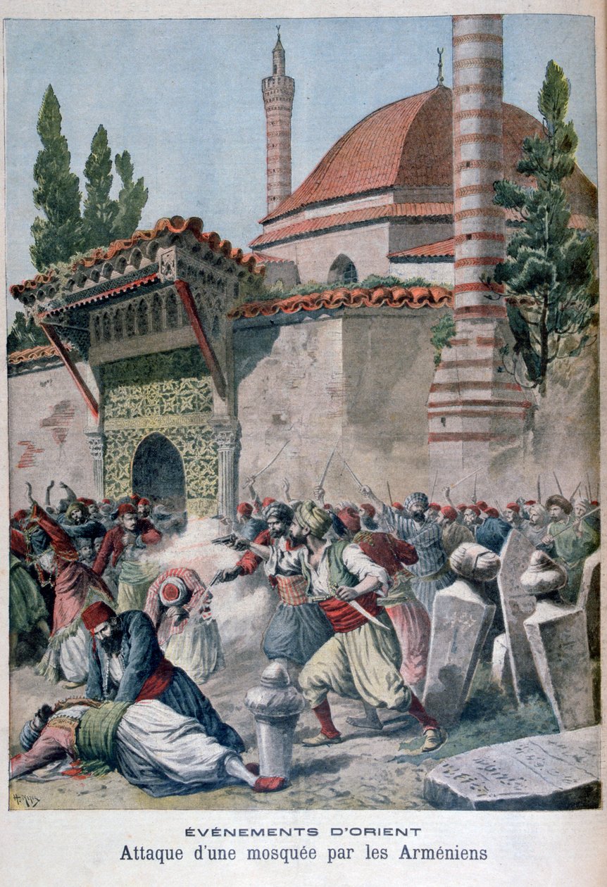 Et angrep på en moske av armenere, 1895 av Henri Meyer