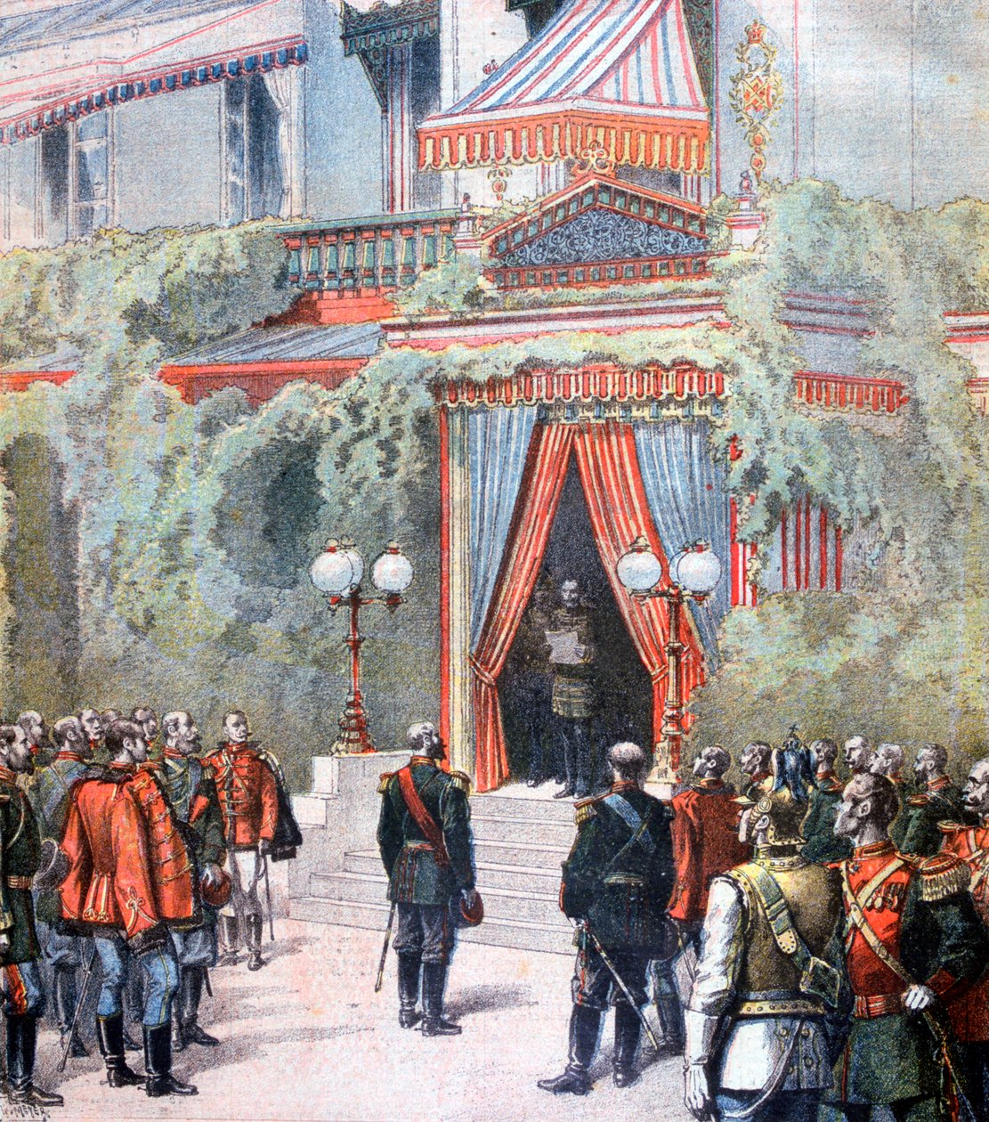Kunngjøring om helsen til tsar Alexander av Russland, Livadia-palasset, St. Petersburg, Russland, 1894 av Henri Meyer