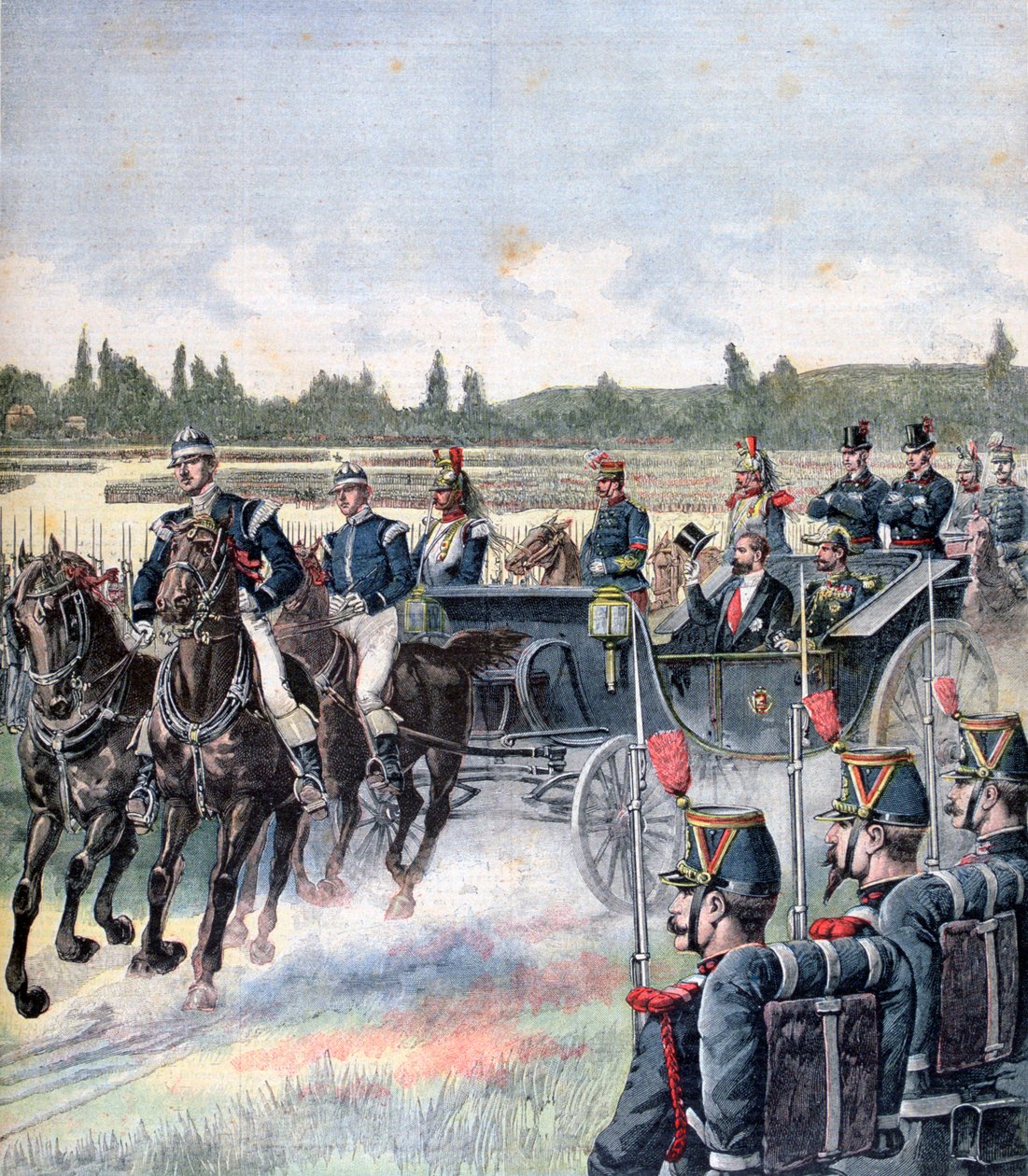 Ankomst av republikkens president, militær gjennomgang, 14. juli 1891. av Henri Meyer