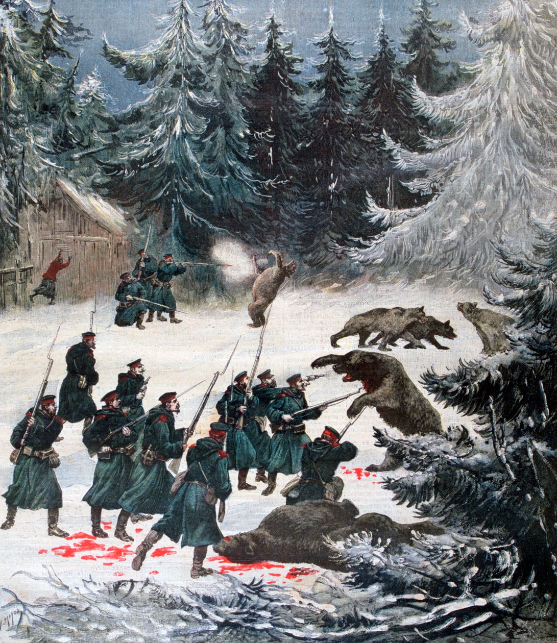 Bjørnangrep, Russland, 1892 av Henri Meyer