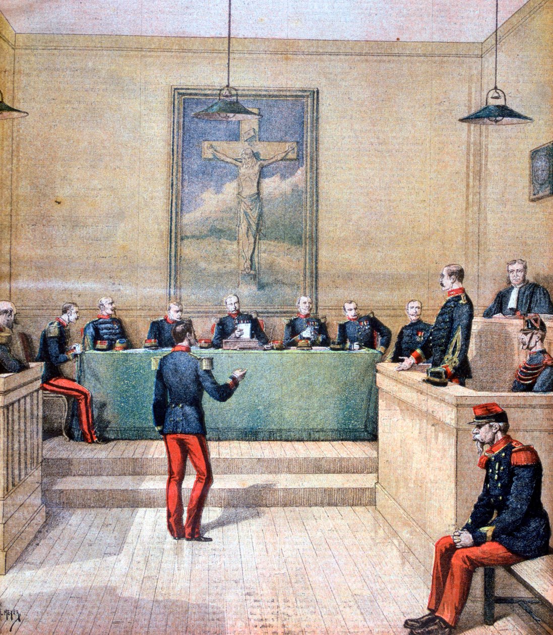 Kaptein Dreyfus før krigsretten, 1894 av Henri Meyer