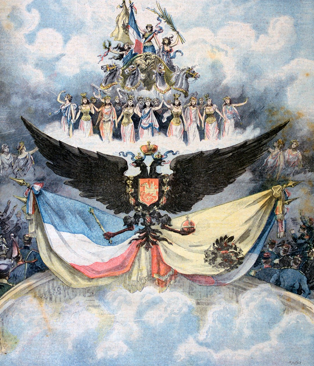 Feiringer ved Operaen i Paris til ære for den fransk-russiske dobbeltalliansen, 1893 av Henri Meyer