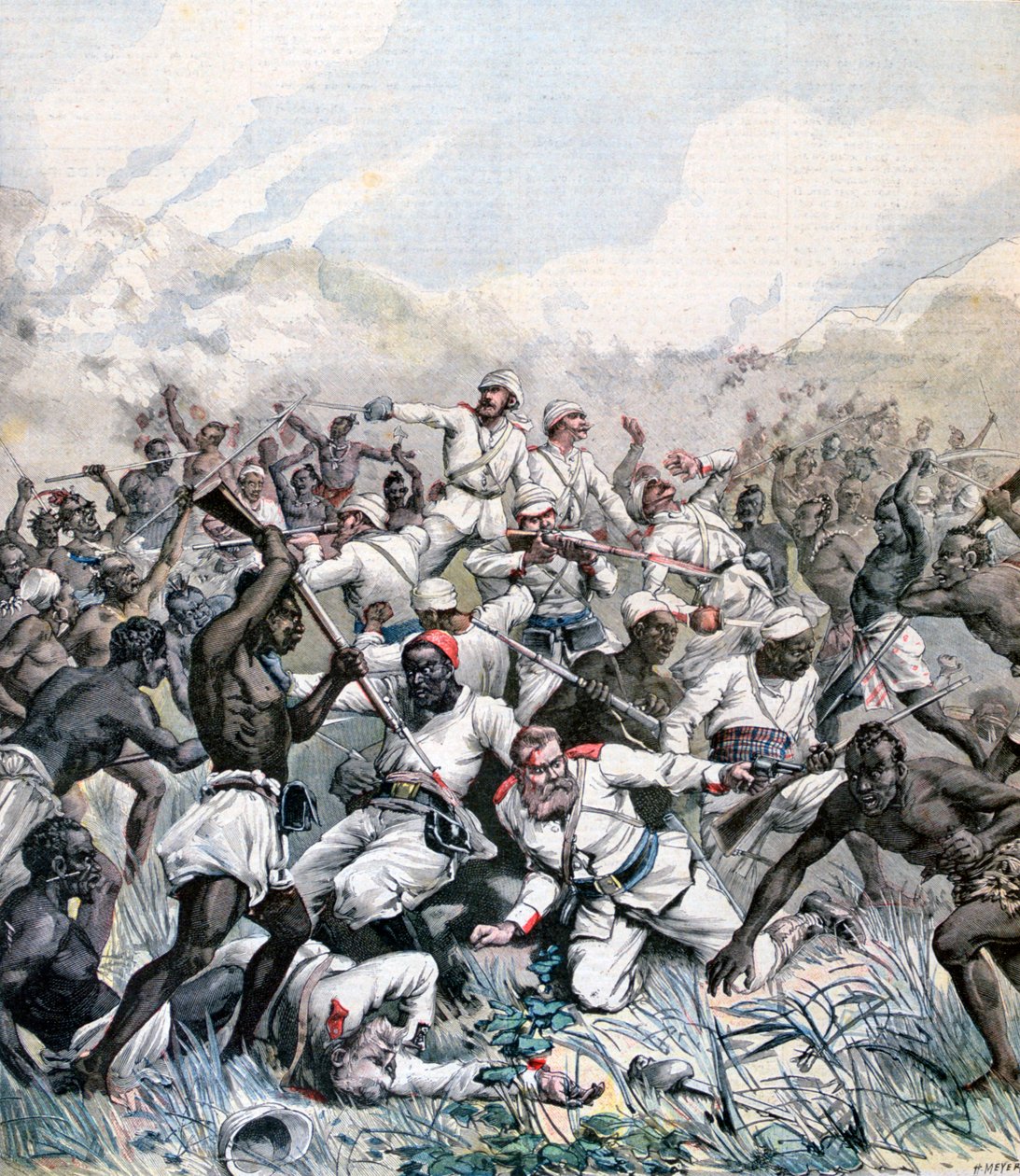 Ødeleggelse av en tysk ekspedisjon i Afrika, 1891 av Henri Meyer
