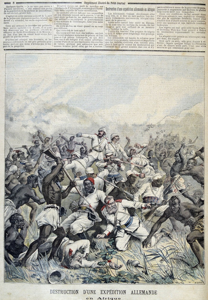 Ødeleggelse av en tysk ekspedisjon til Afrika - i "" Le Petit Journal"" av 03/10/1891 av Henri Meyer