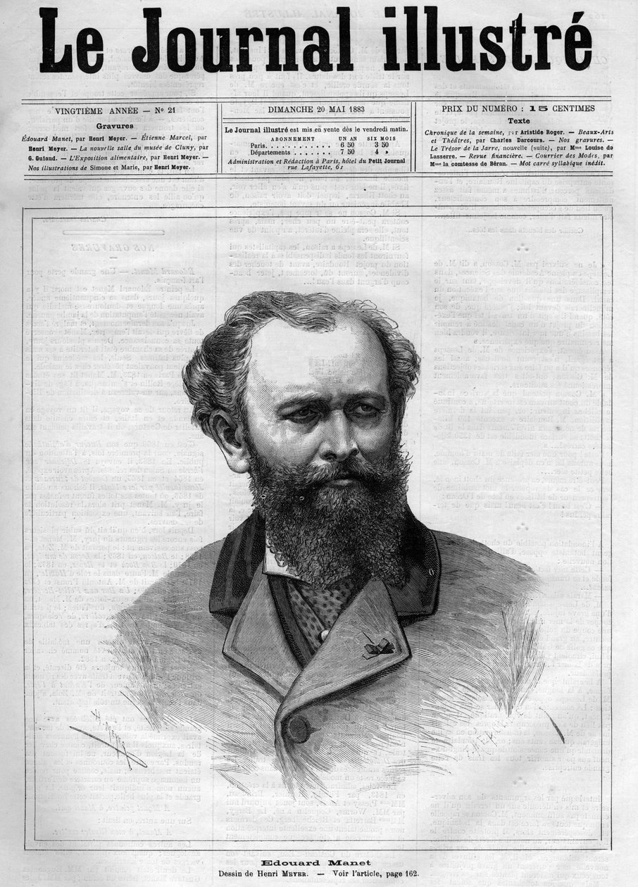Edouard Manet (1832-1883), fransk maler - Forside til "The Illustrous Journal" fra 1883 - Tegning av Henri Meyer (1844-1899) av Henri Meyer