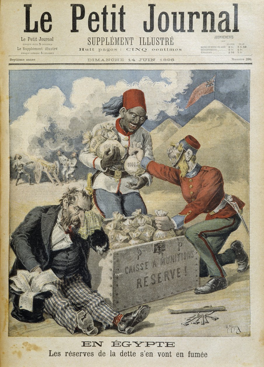 Egypt: gjeldsreserver går i røyk - i "" Le Petite Journal"" av 14.06.1896 av Henri Meyer