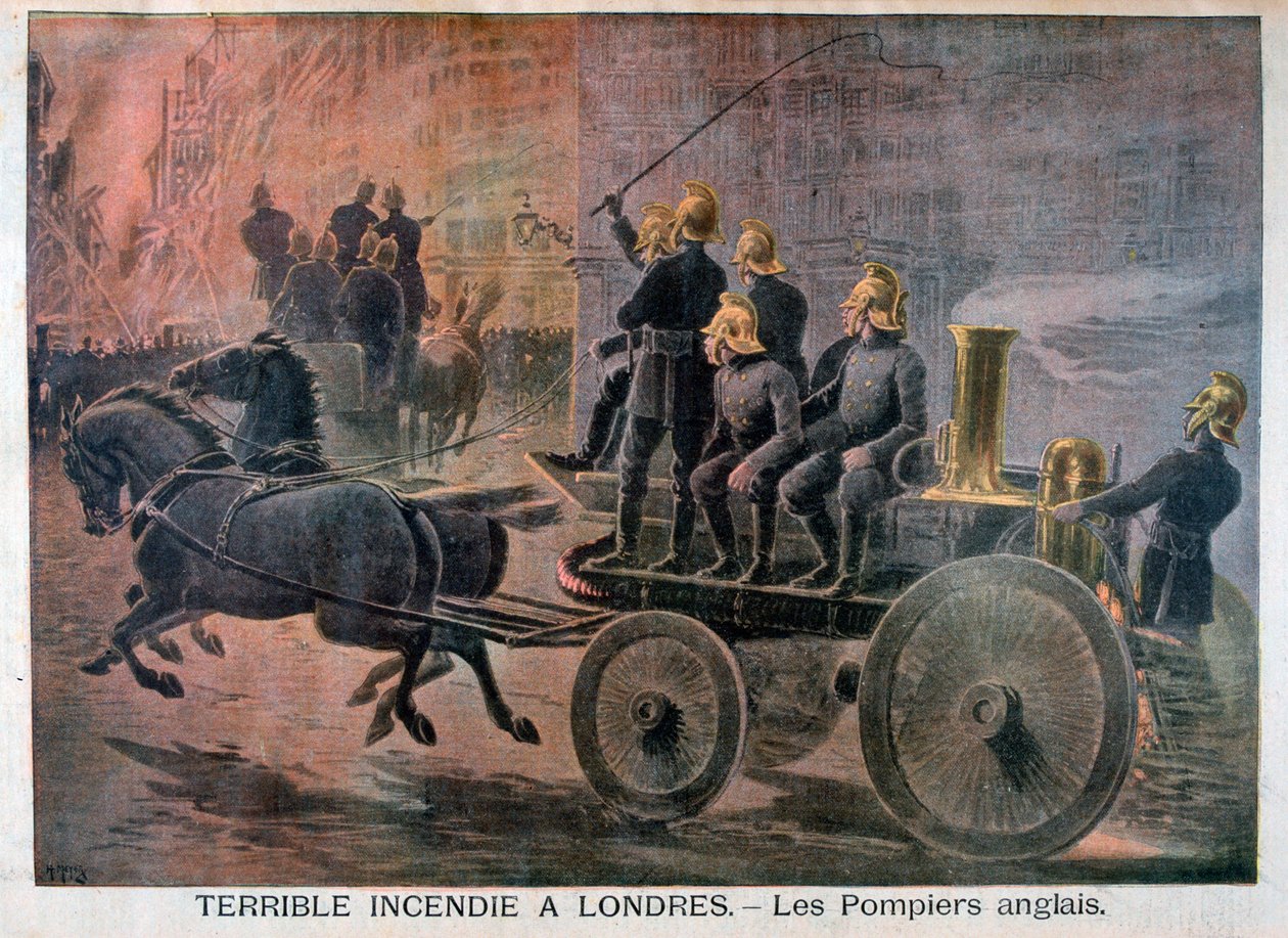 Engelske brannmenn skal til en nødsituasjon, 1897 av Henri Meyer