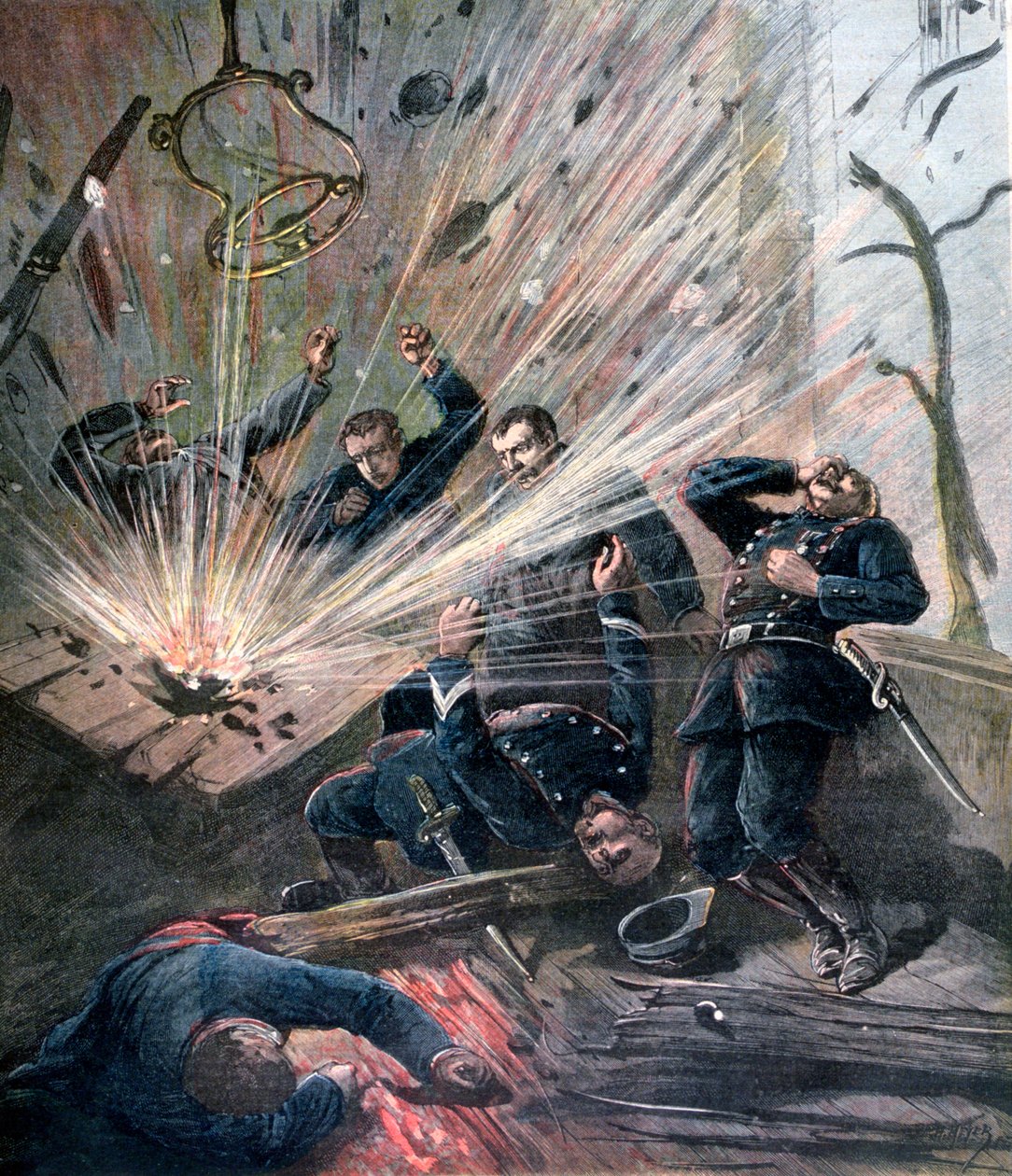 Eksplosjon ved politistasjonen på Rue des Bons-Enfants, Paris, 1892 av Henri Meyer