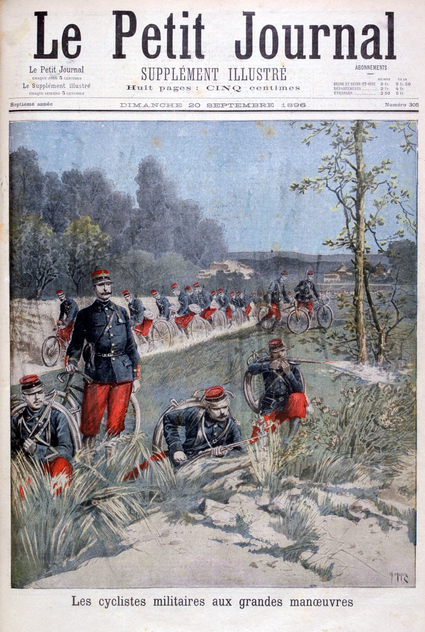 Fransk sykkelkorps på militære manøvrer, 1896 av Henri Meyer