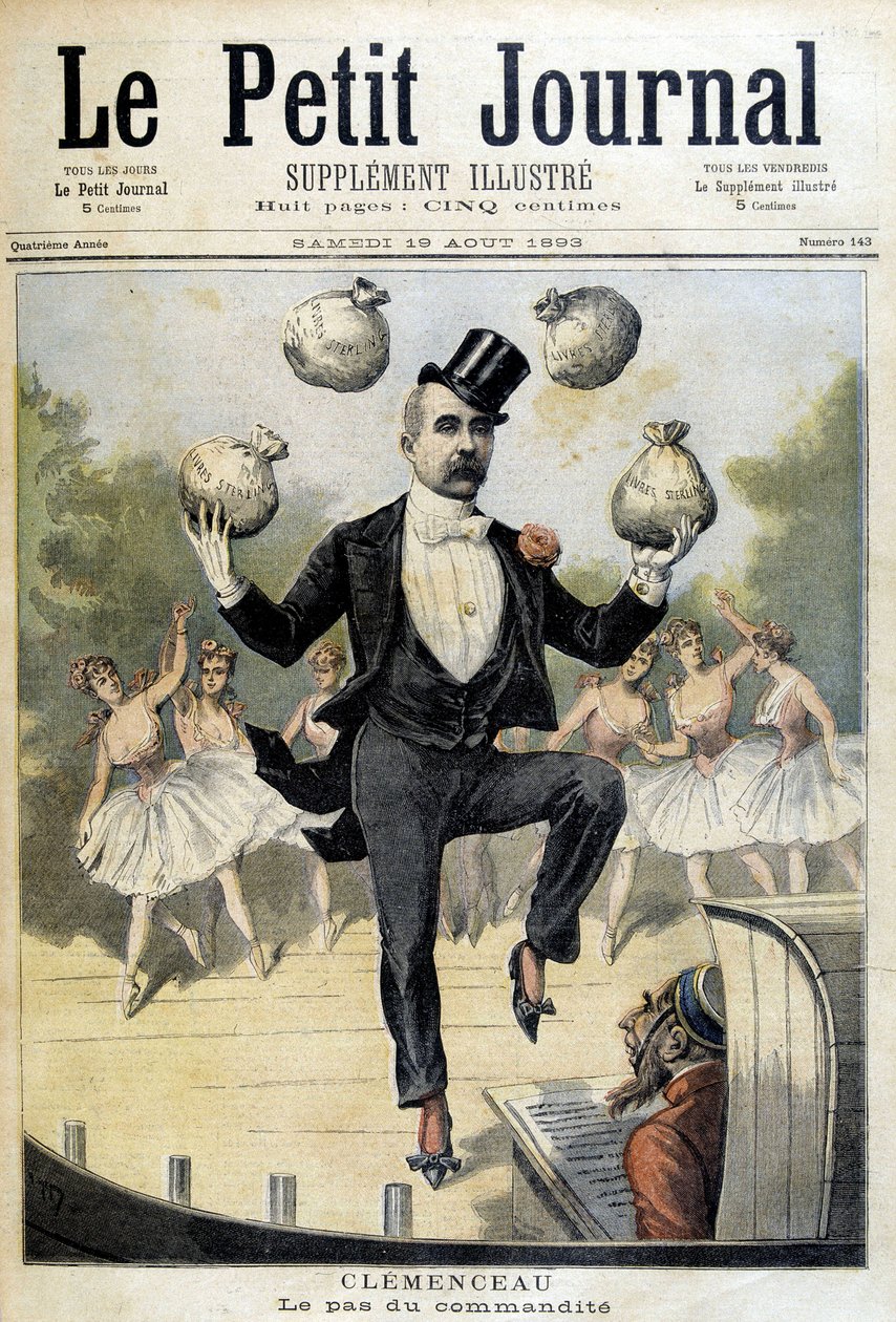 Georges Clemenceau sjonglerer med Pounds Sterling - i "" Le Petite Journal"" av 19.08.1893 av Henri Meyer