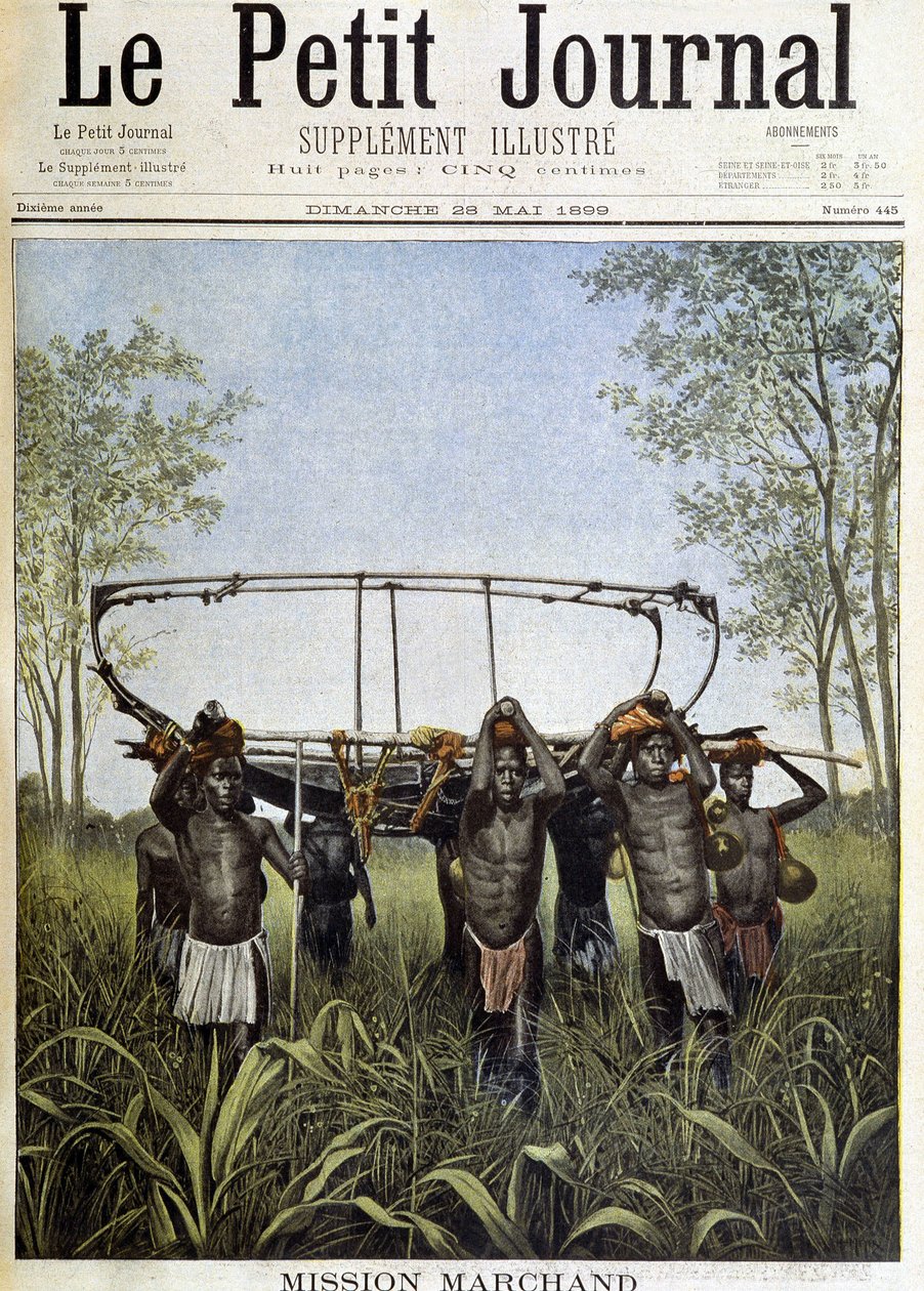 Mission Marchand: et stykke av dampbåten Faidharbe på savannen på sentralplatået, som går fra Kongo til Nilen (tegning av Henri Meyer fra et fotografi av kommandør Marchand) - i "" Le PetitJournal""" av 28/05/ 1899 av Henri Meyer