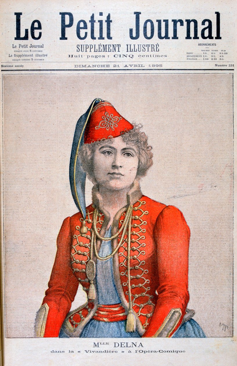 Mlle Delna, skildrer en vivandiere i den komiske operaen, La Vivandiere, 1895 av Henri Meyer