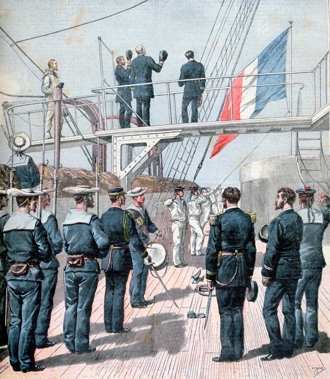 Hilsen til flagget, franske marinemanøvrer, 1891 av Henri Meyer
