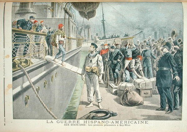 De første fangene i Key West under den spansk-amerikanske krigen, fra Le Petit Journal, 8. mai 1898 av Henri Meyer
